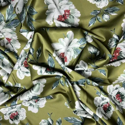 Multipurpose Vintage Decors Complex Pattern Satin Floral Printed Fabric