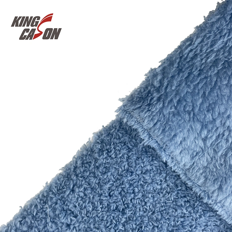 Kingcason Polyester Plain Double Faced Sherpa Terry Fabric Sherpa Fleece Fabric for Blanket