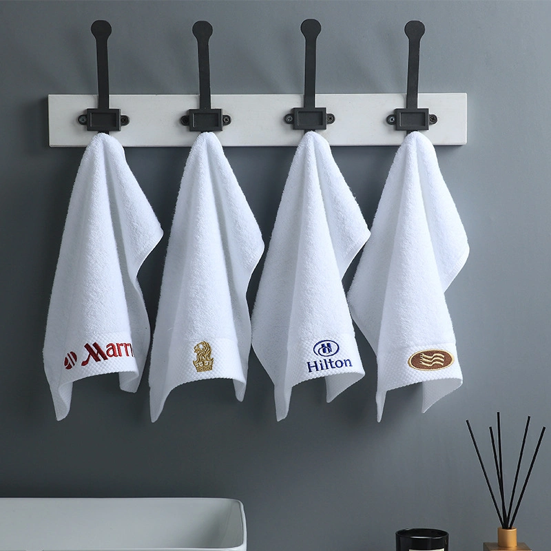 High Quality Custom Logo Embroidery Organic 100 Cotton White Hilton Bathroom Hotel Towel Sets Luxury Hotel Hand Face Bath Washing Towels