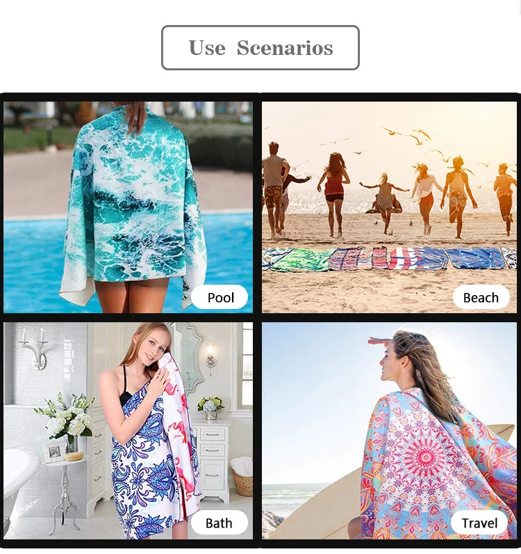 Wholesale Fashion Colorful Woven 100% Microfiber Terry Summer Mandala Swim Beach Bath Sand Free Towel