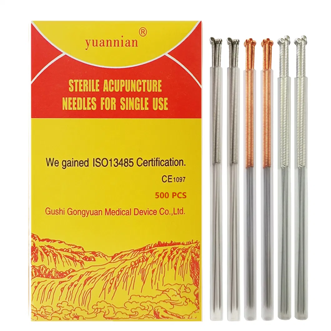 Professional Supplier 500PCS Stainless Steel Handle Sterile Acupuncture Needles with Guide Tube
