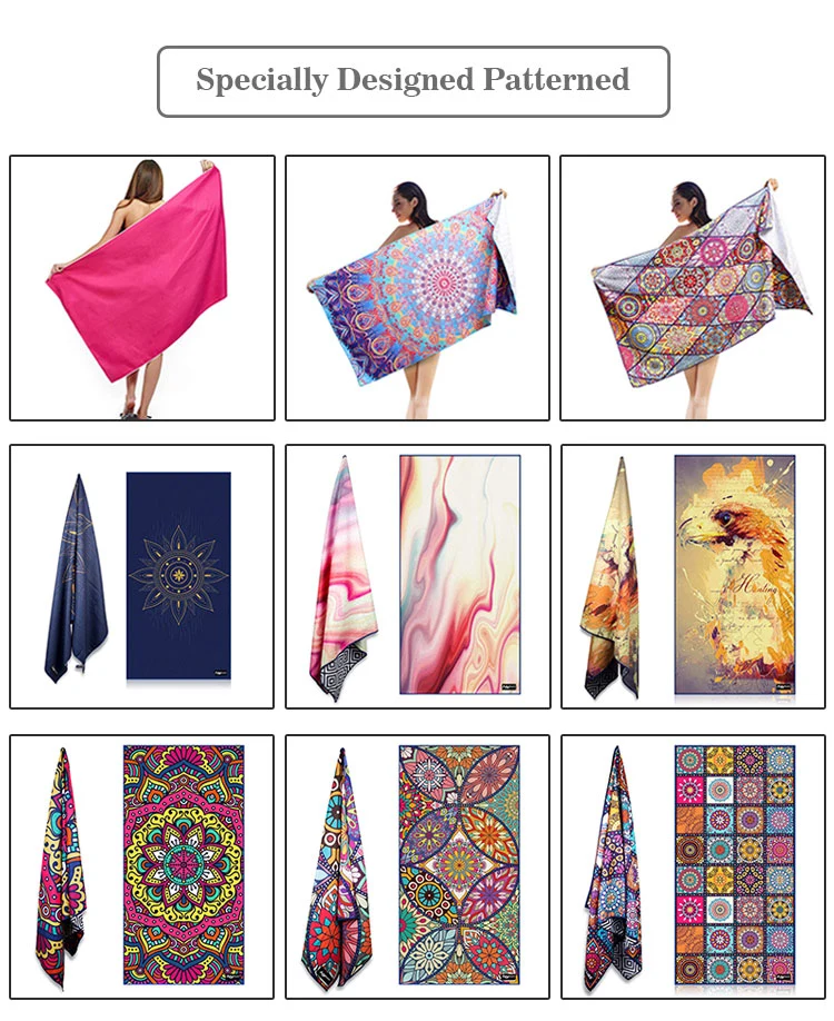 Wholesale Fashion Colorful Woven 100% Microfiber Terry Summer Mandala Swim Beach Bath Sand Free Towel