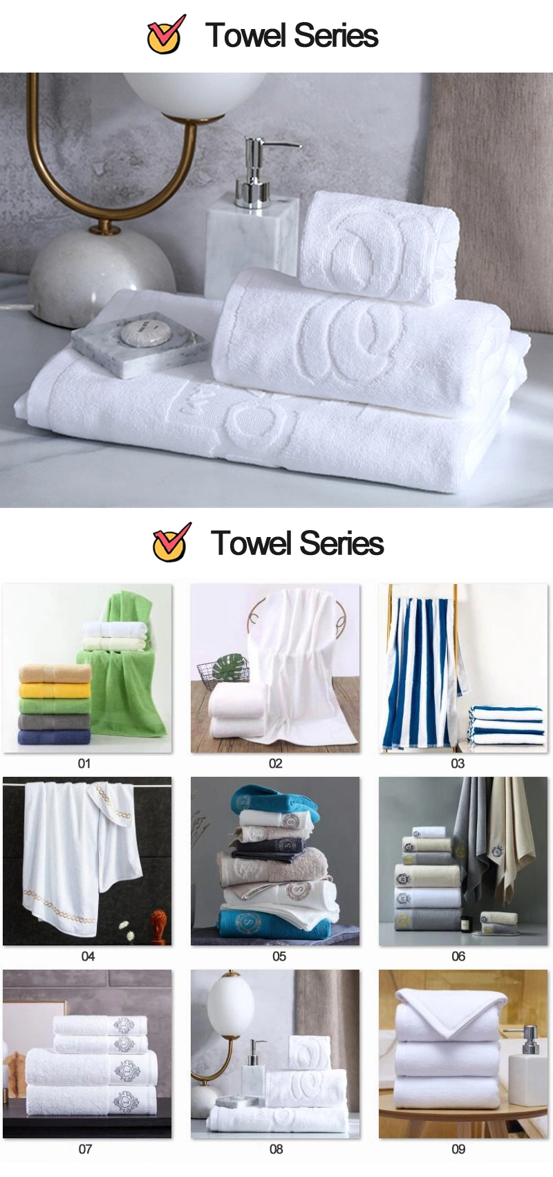 Made in China Cheap Price White 100% Cotton Custom Logo Towel Gift Luxury Hilton Hotel Towel Sets, Hotel Bathroom Bath Towel Bathrobe Hand Washing Face Towels