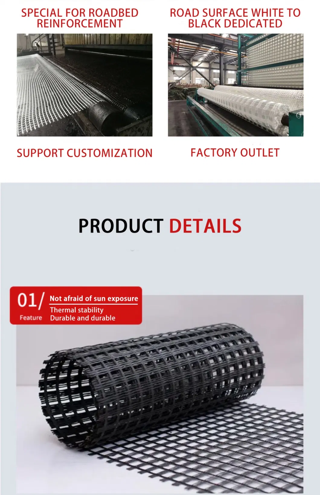 High Quality Biaxial Fiberglass Geogrid Glass Fiber Mesh Geogrid for Slope Protection Hot Sell