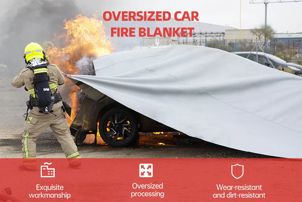 Amazon Hot Selling 6m*8m Fire-Resistant Insulation Fiberglass Emergency Fireproof Fire Blanket for Car Vehicles