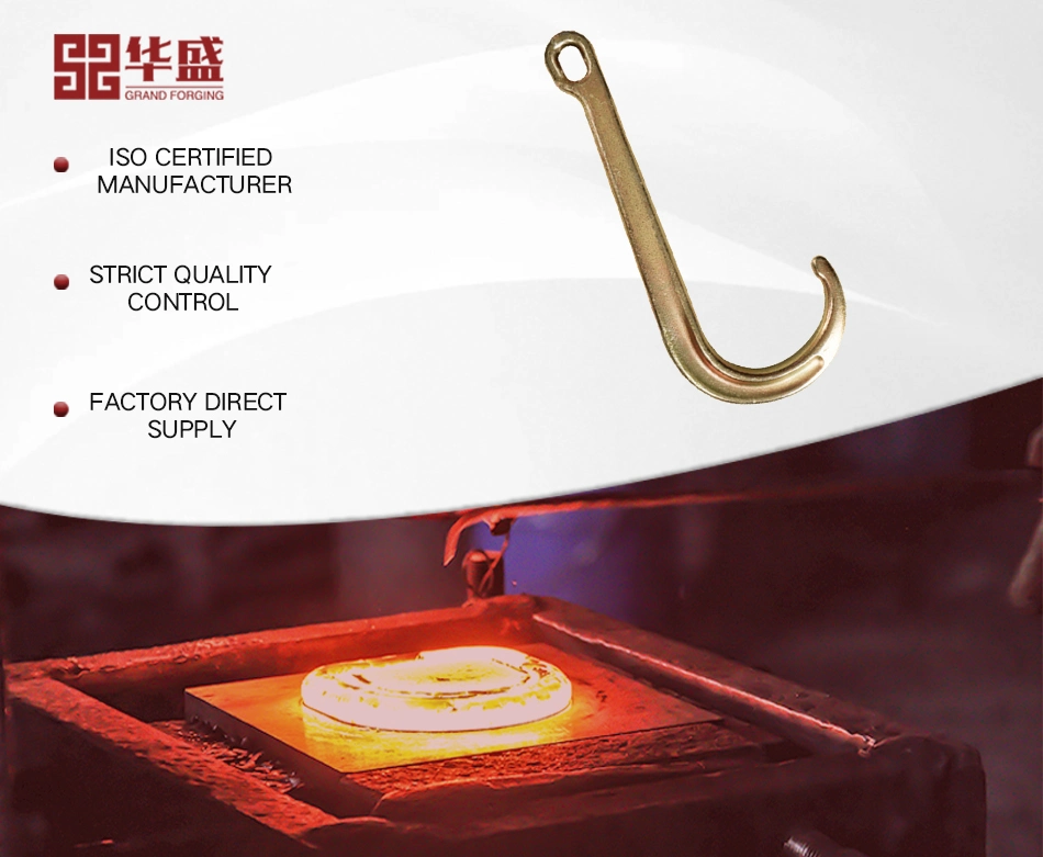 China Factory Rigging Hardware Hot Forging Parts Chain Accessories Forged G70 Alloy Steel 15&quot; J Hook Lifting Eye Hook J Shaped Hook Forged Ring and Hook