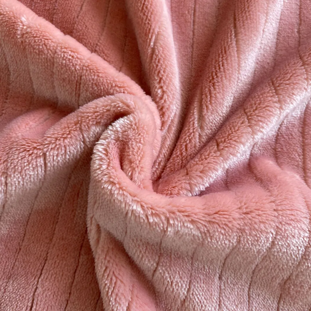 100% Polyester Knitted Coral Fleece Fabric Blanket Pajamas Garment Sherpa Terry Soft Coral Velvet