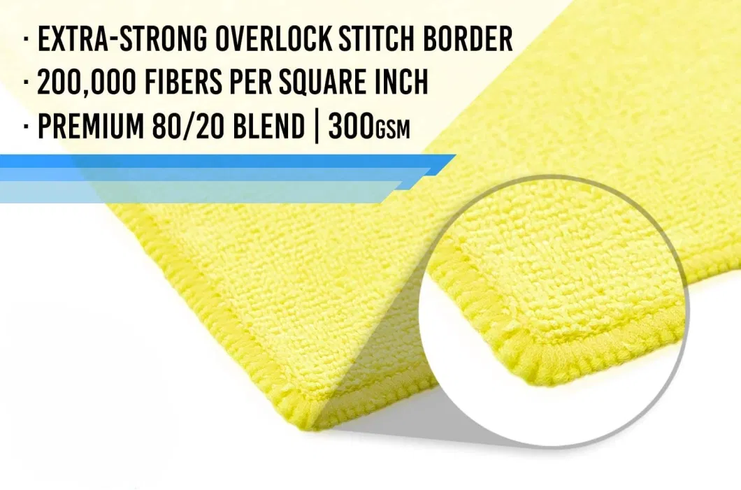 300GSM 40X40cm Yellow Microfiber Clean Cloth for Kitchen Household Made of Microfibre Fabric