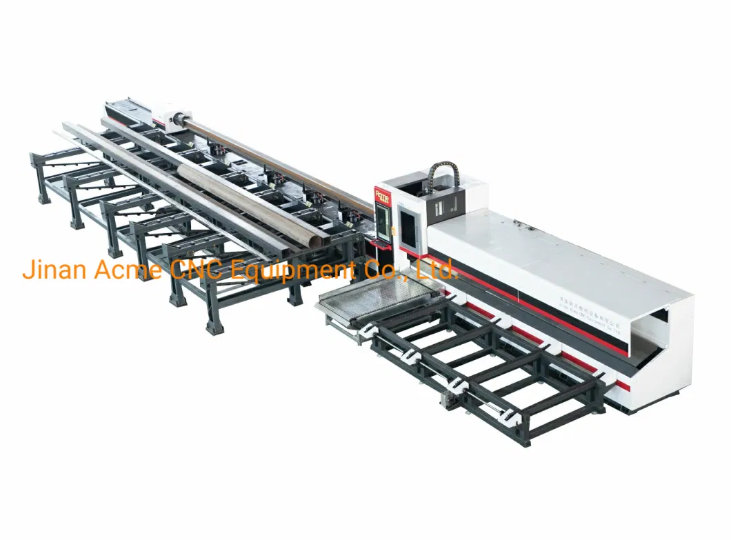 CNC Tube/Pipe Fiber Laser Cutter 3000W 4000W Double Pneumatic Chuck 350mm/450mm with Automatic Loading and Unloading System Servo Support