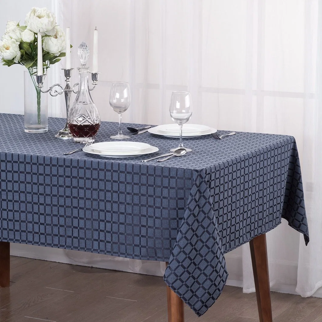 100%Polyester Waterproof Teflon Luxury Hotel Party Table Cloth Table Cover Decorative Jacquard Wedding Table Cloth Cover Tablecloth
