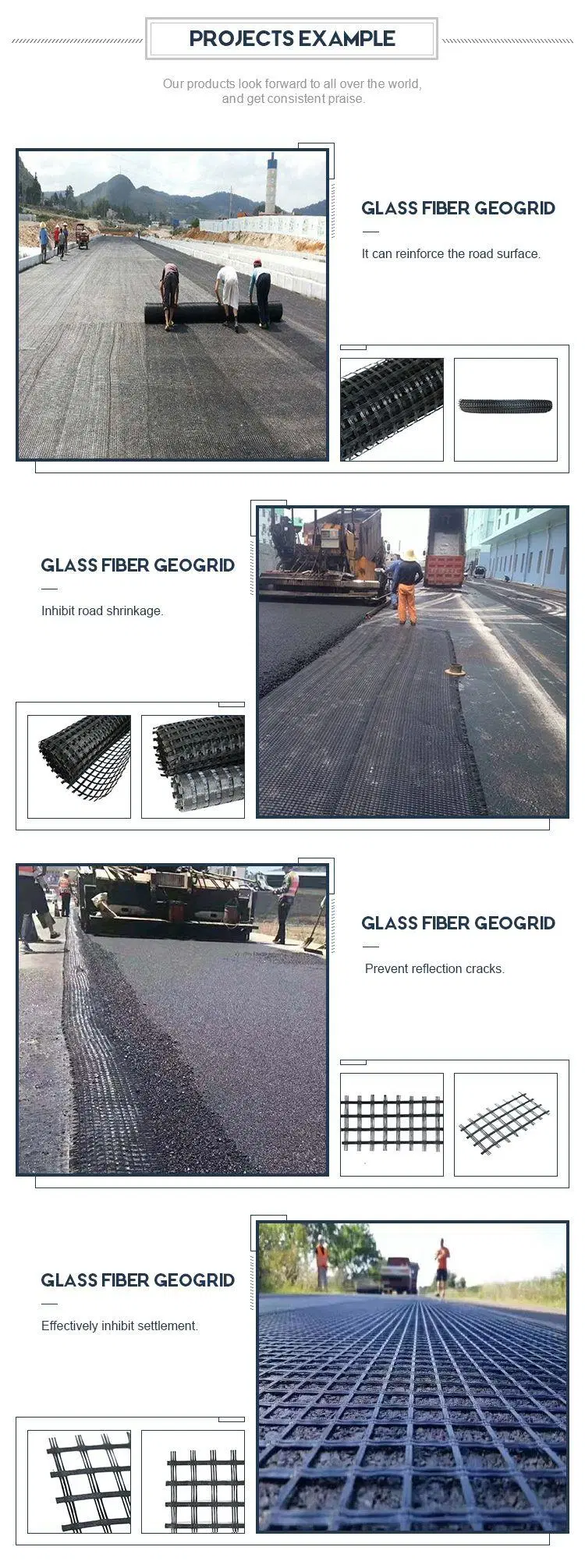 Asphalt Pavement Reinforcement Fiberglass Geogrid Road Construction Material