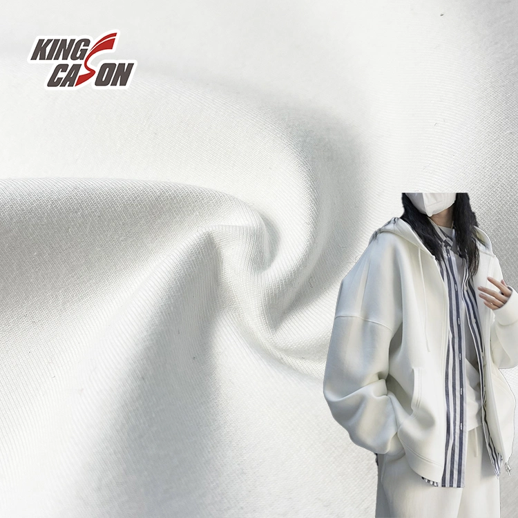 Kingcason New CVC Knit Terry Cloth Fabric Fleece Material Poly Cotton Neps French Terry Fleece Fabric