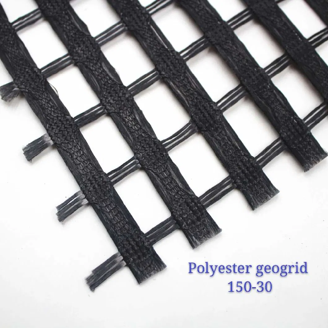 Warp Knitting Two Direction Polyester Geogrid PVC Coating Road Construction Material