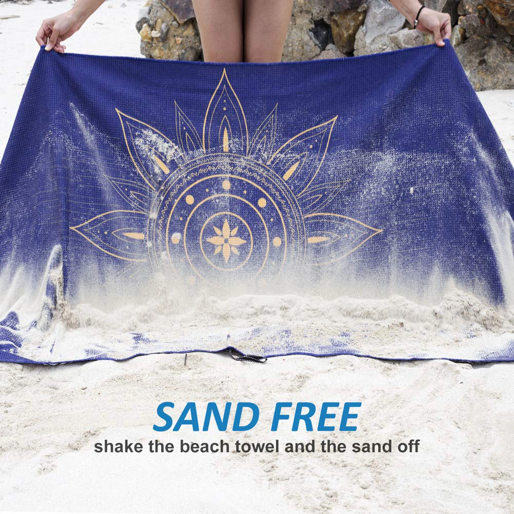 Wholesale Fashion Colorful Woven 100% Microfiber Terry Summer Mandala Swim Beach Bath Sand Free Towel