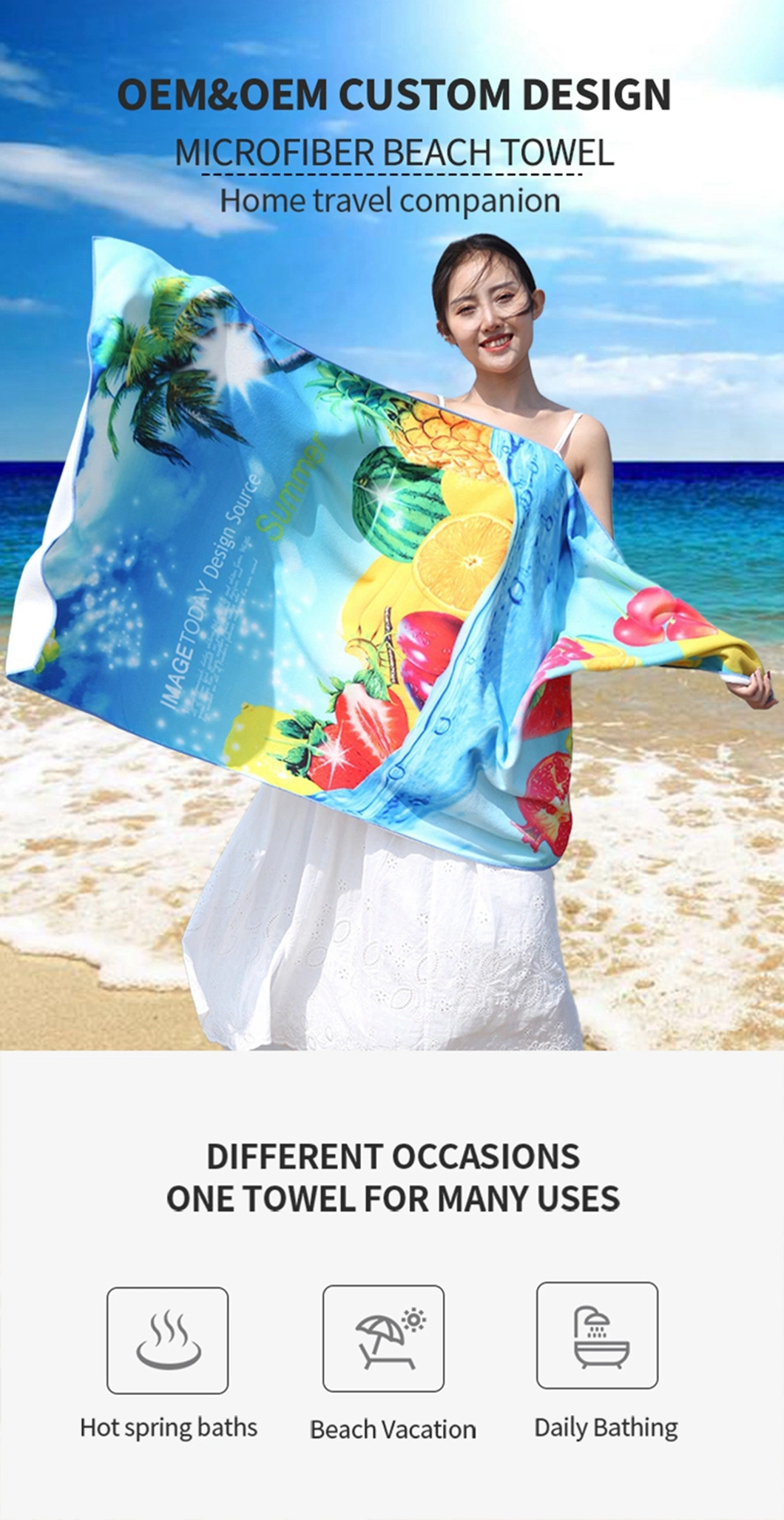 Beach Towel Oversized Customized Printing 100%Polyester Microfiber Beach Towel Quick Dry Towel