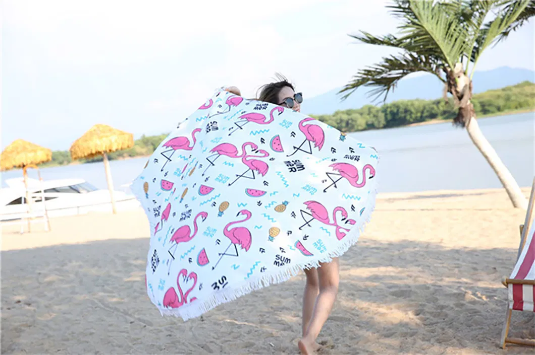 Full Microfiber Material Warp Knitted Beach Towels with Colors or Artworks Printed