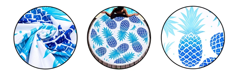 Custom Large Size Warp Terry Printed Sublimation Microfiber Round Beach Towel Portable Quick Dry Micro Fibre Beach Towel with Tassels Pool Bath Towels