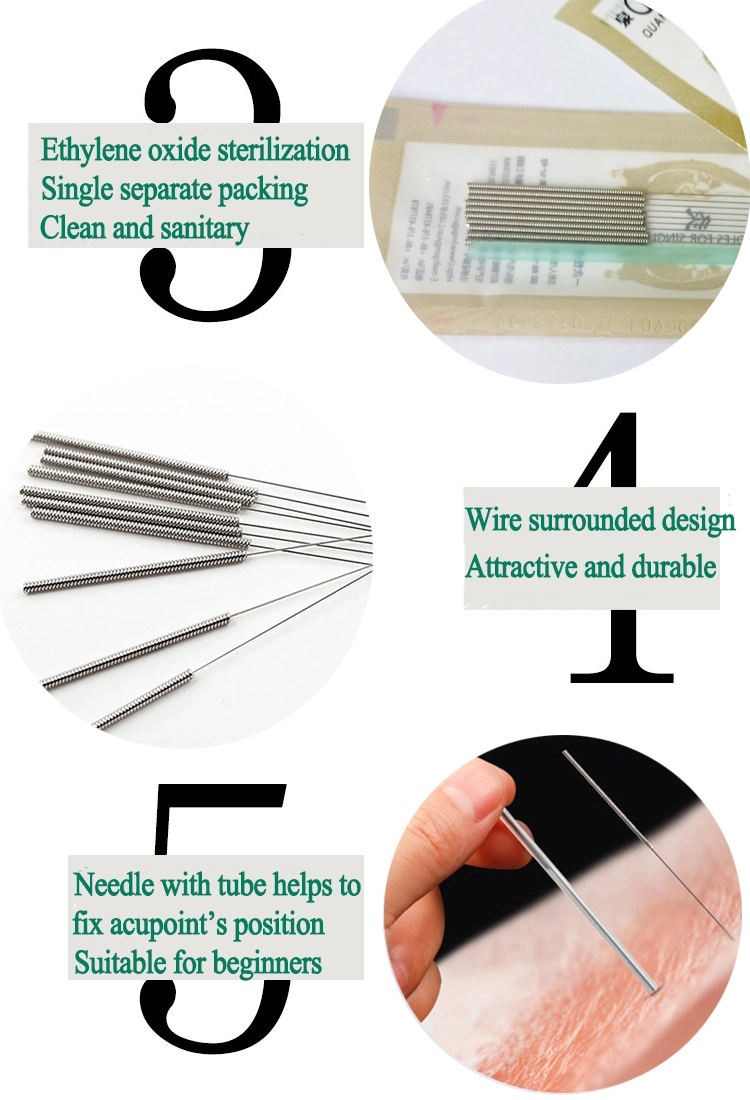 500 PCS Plastic Bag Acupuncture Needle with Guide Tube ISO 13485