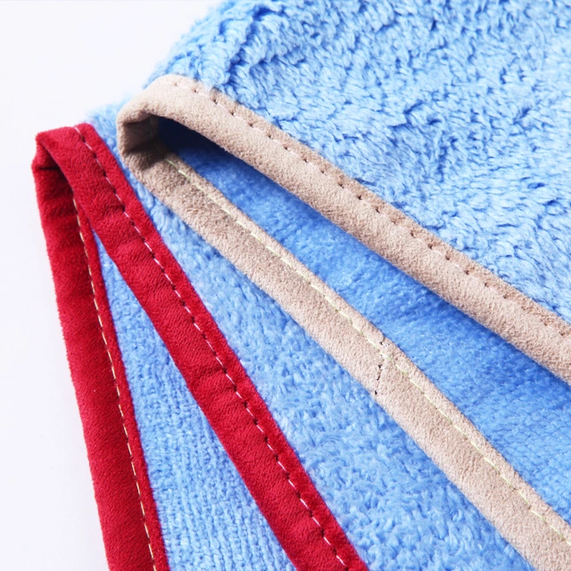 40X40cm 380 GSM Long and Short Pile Warp Knitting Good Quality Microfiber Car Drying Towel with Hair Brushed