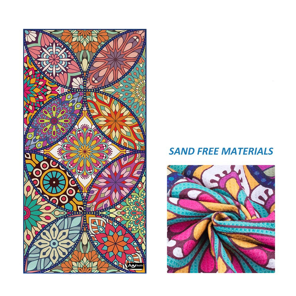 Wholesale Fashion Colorful Woven 100% Microfiber Terry Summer Mandala Swim Beach Bath Sand Free Towel