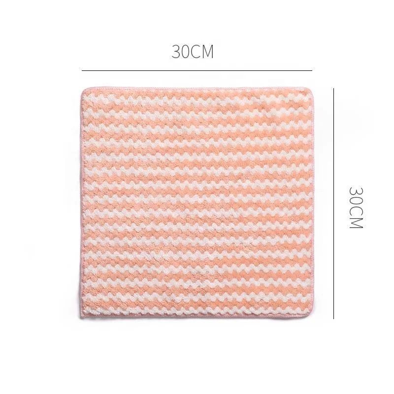 30*30cm Striped Microfiber Polyester Fiber Nylon Coral Velvet House Cleaning Cloth