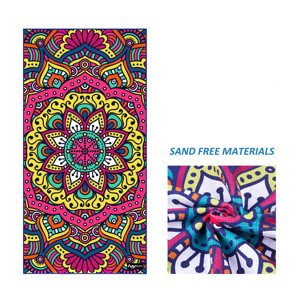 Wholesale Fashion Colorful Woven 100% Microfiber Terry Summer Mandala Swim Beach Bath Sand Free Towel