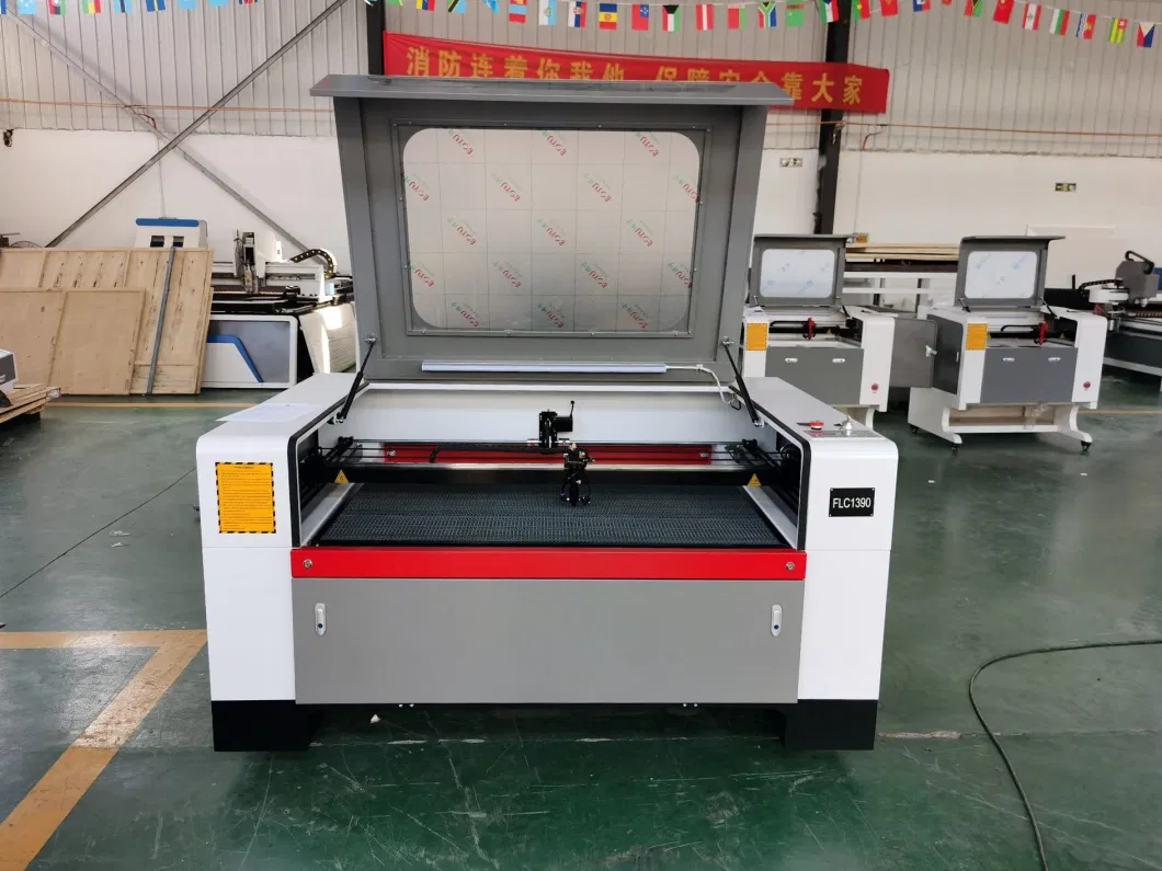 High Precision CNC Wood Acrylic Cloth Leather Carbon Fiber Fabric Fiberglass Carton Box Laser Cutting Machine Flc1390