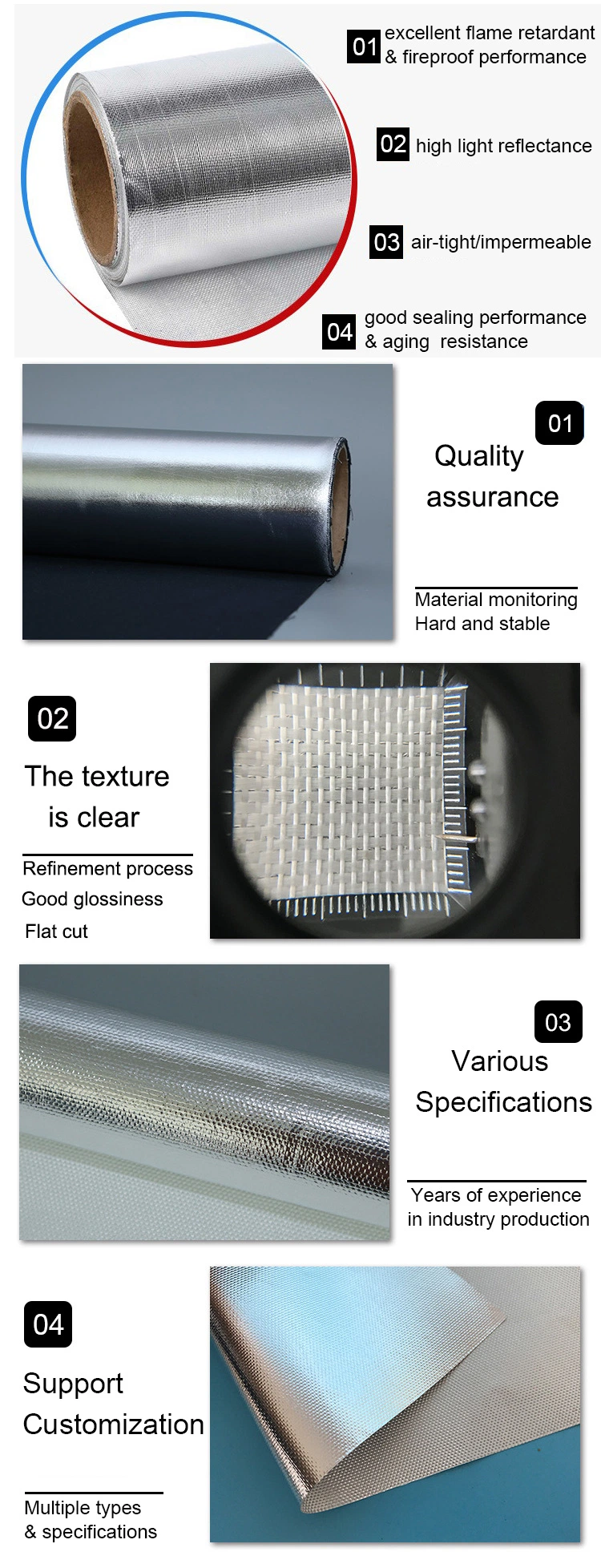 Aluminium Heat Shield Car Fiberglass Cloth Thermal Insulation Cloth