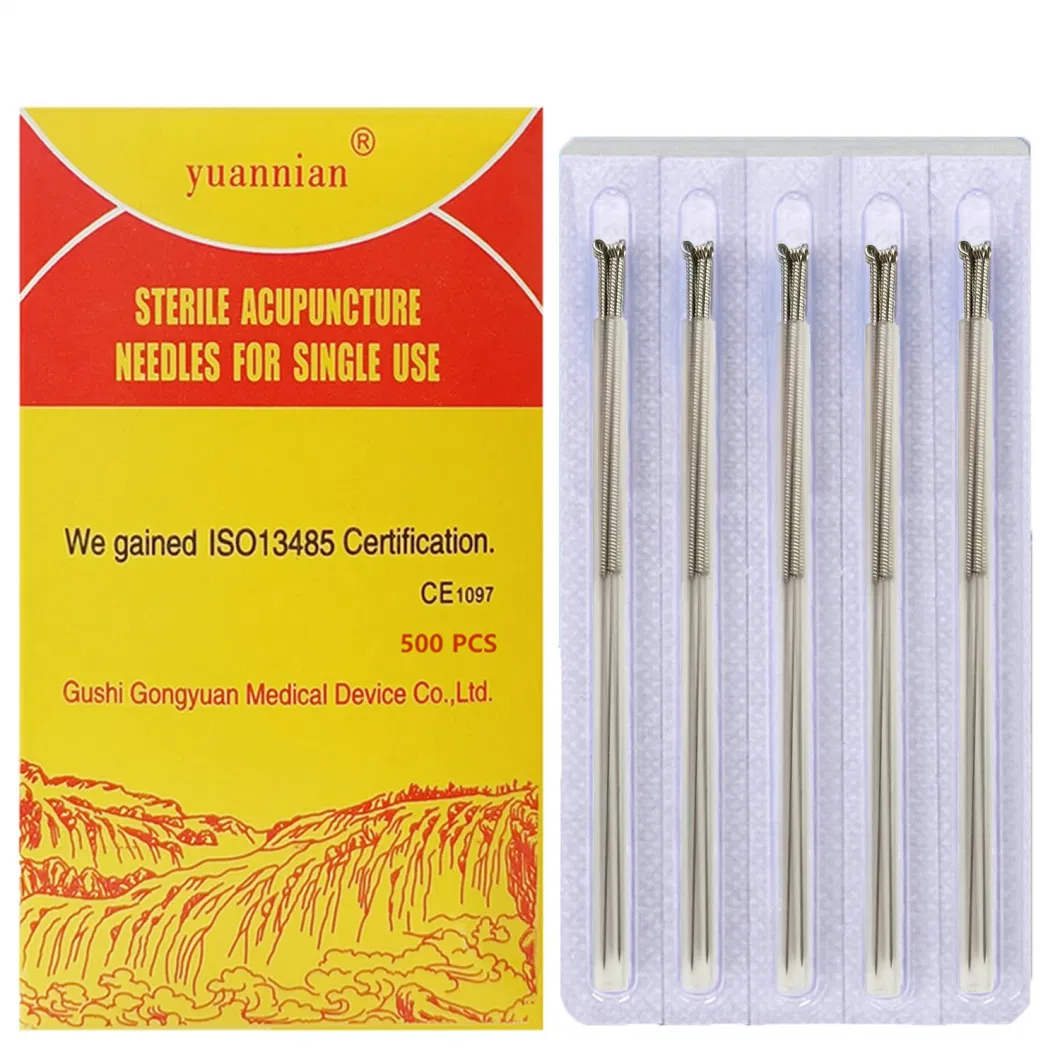 Professional Supplier 500PCS Stainless Steel Handle Sterile Acupuncture Needles with Guide Tube