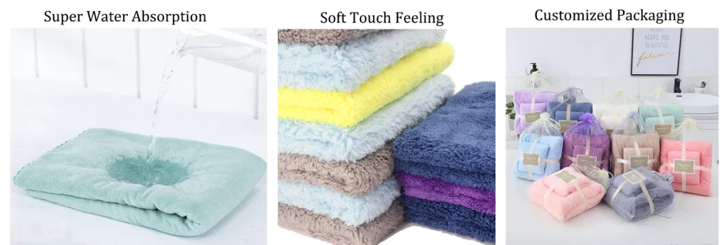 Custom Embroidered Large Soft Microfiber Coral Fleece Terry Bath Shower Hair Towel
