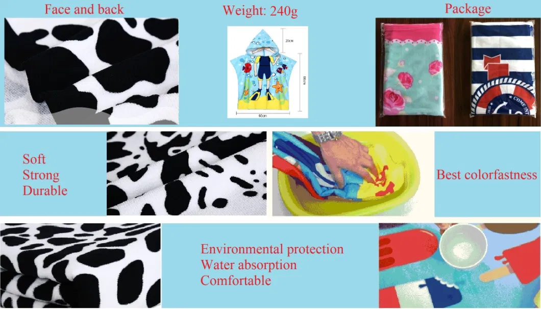 Stock Promotion Fashion 100% Polyester Microfiber Cleaning Poncho and Hooded Printing Baby Gift Terry Bath Towel Blankets and Beach Towels Blankets for Children
