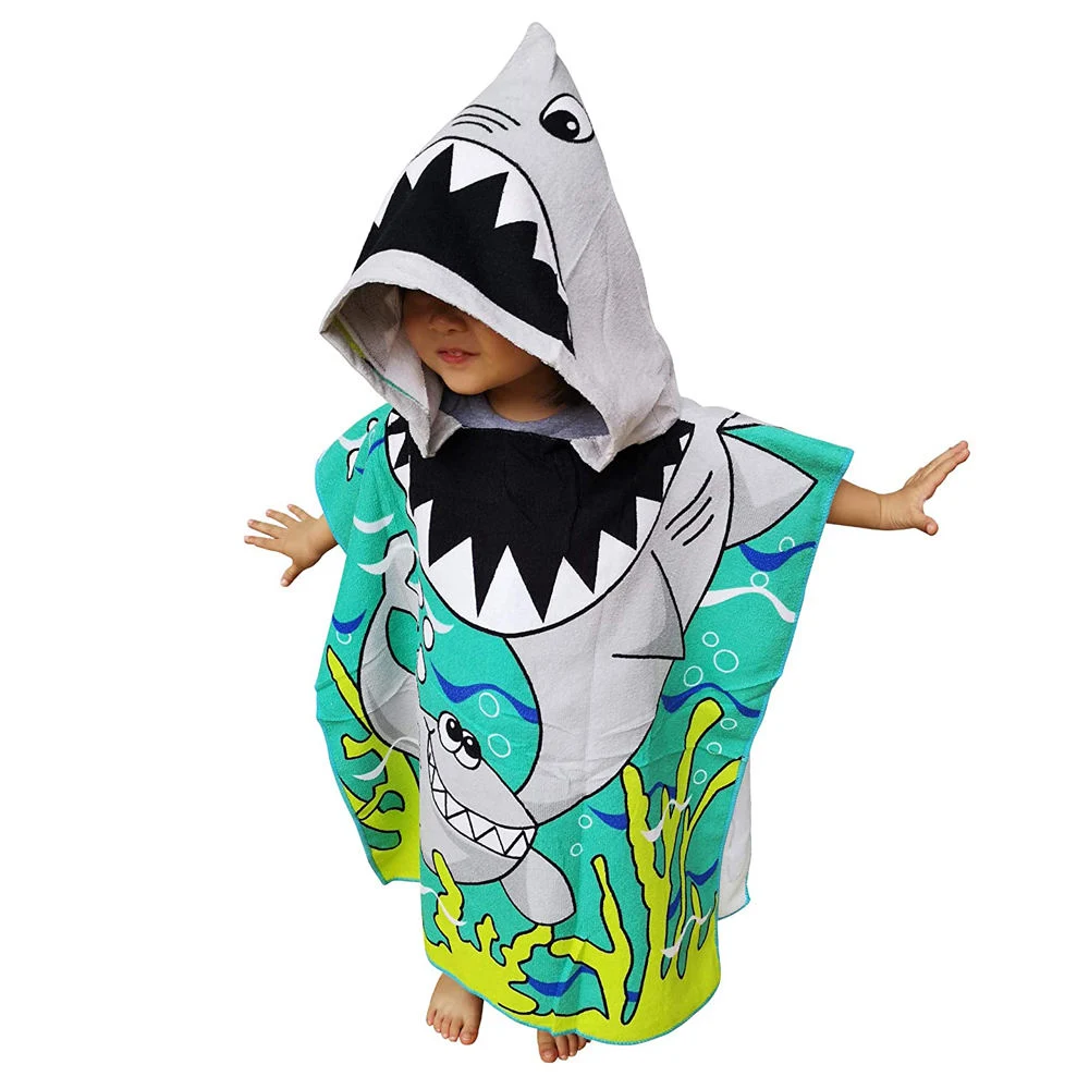 Printed Kid Microfiber Quick Dry UV Protection Baby Beach Poncho Towel Terry with Hood