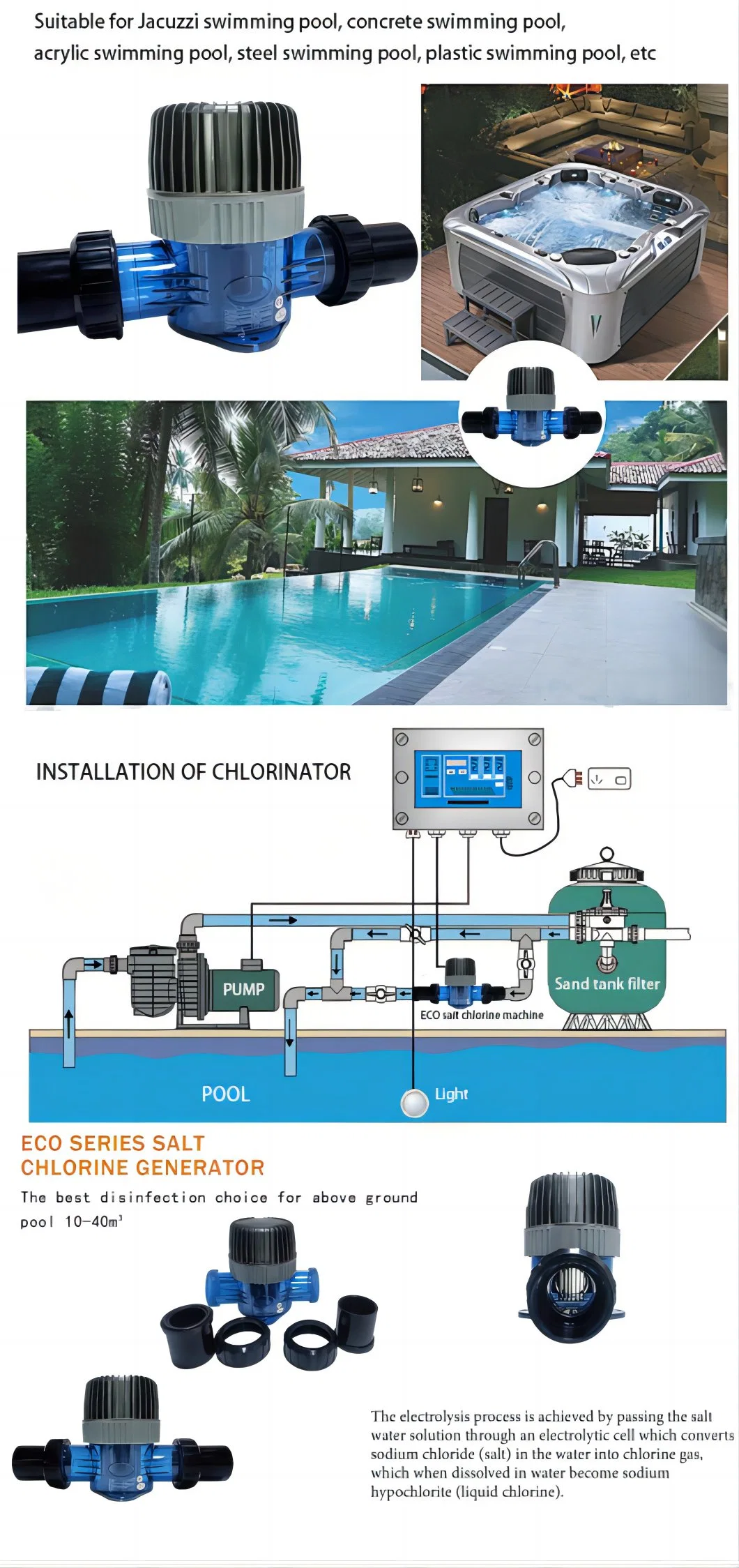 Salt Chlorine Generator Saltwater Treatment Automatic Cleaning Device