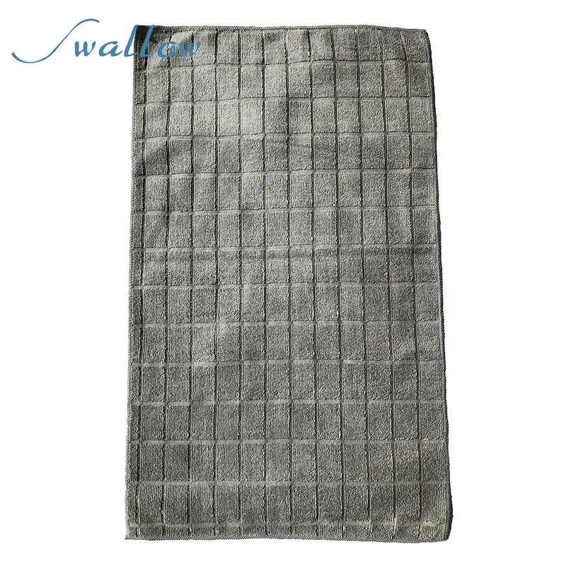 Microfiber-Cloth Warp-Knitted Towel Grey Color 40*65cm Microfiber Lattice Towel