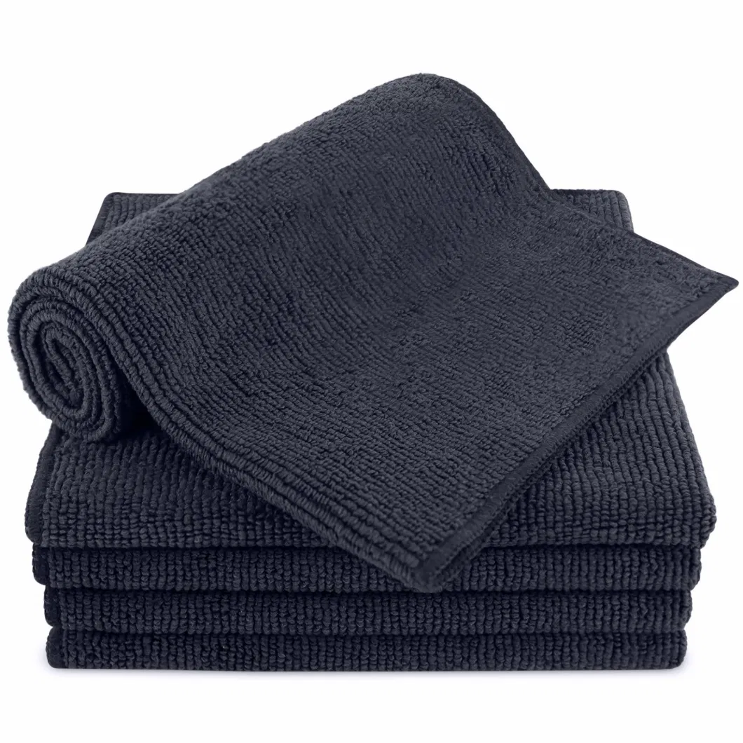 Black Color Warp Knitting Microfiber Hair Terry Salon Towel