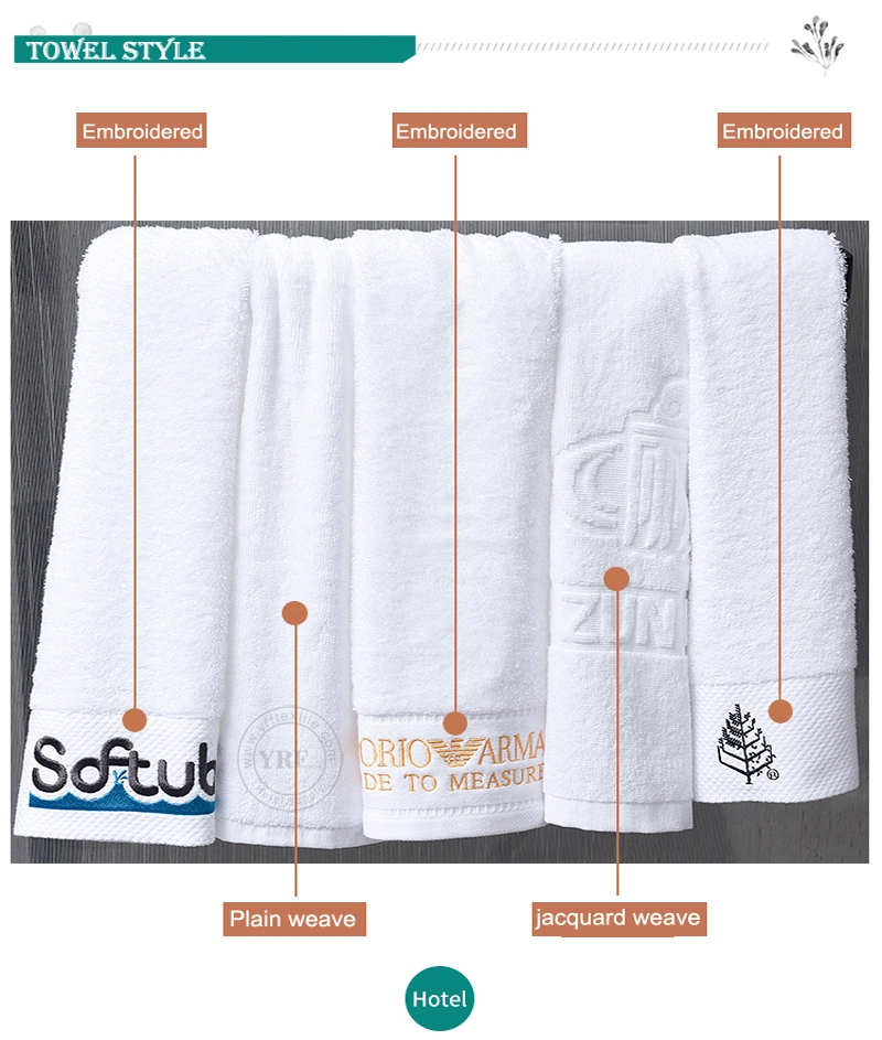 Made in China Cheap Price White 100% Cotton Custom Logo Towel Gift Luxury Hilton Hotel Towel Sets, Hotel Bathroom Bath Towel Bathrobe Hand Washing Face Towels