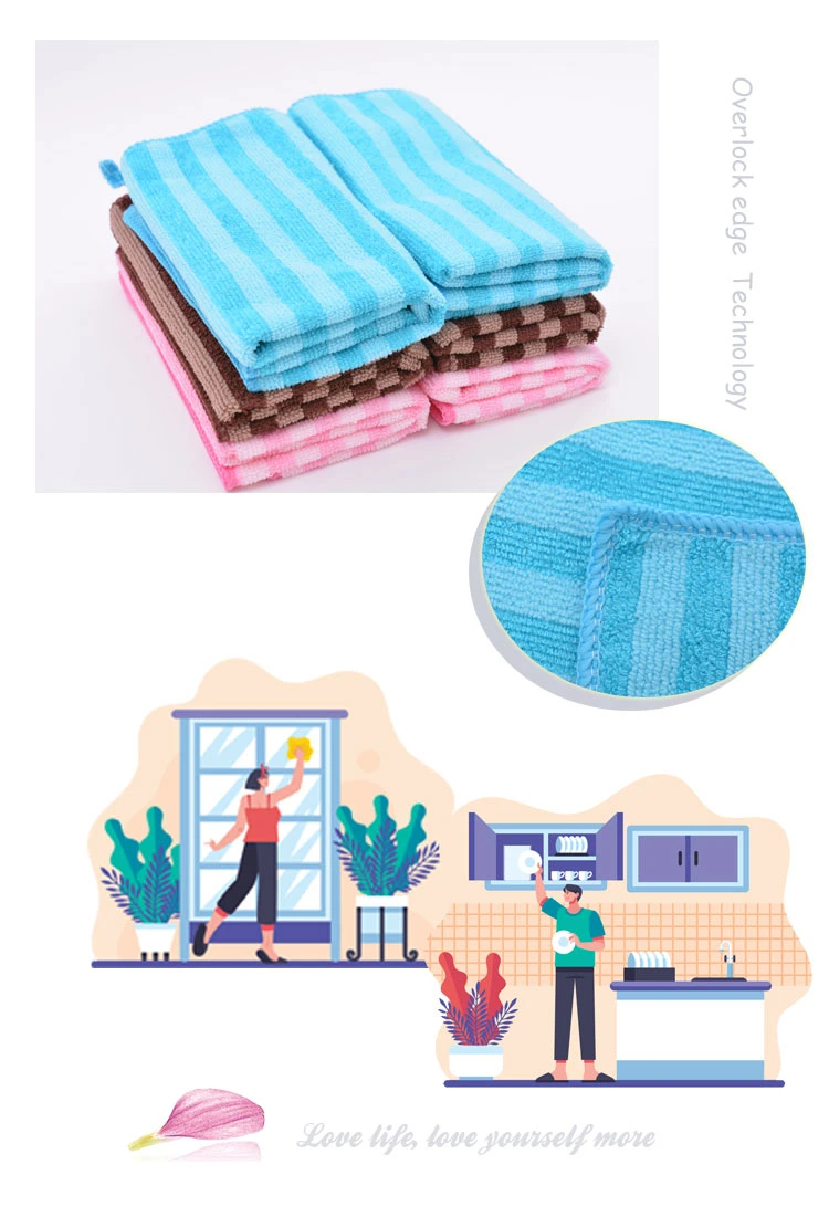 Warp Knitted Overlock Edge Cationic Towel Quick Dry Microfiber Cleaning Towel