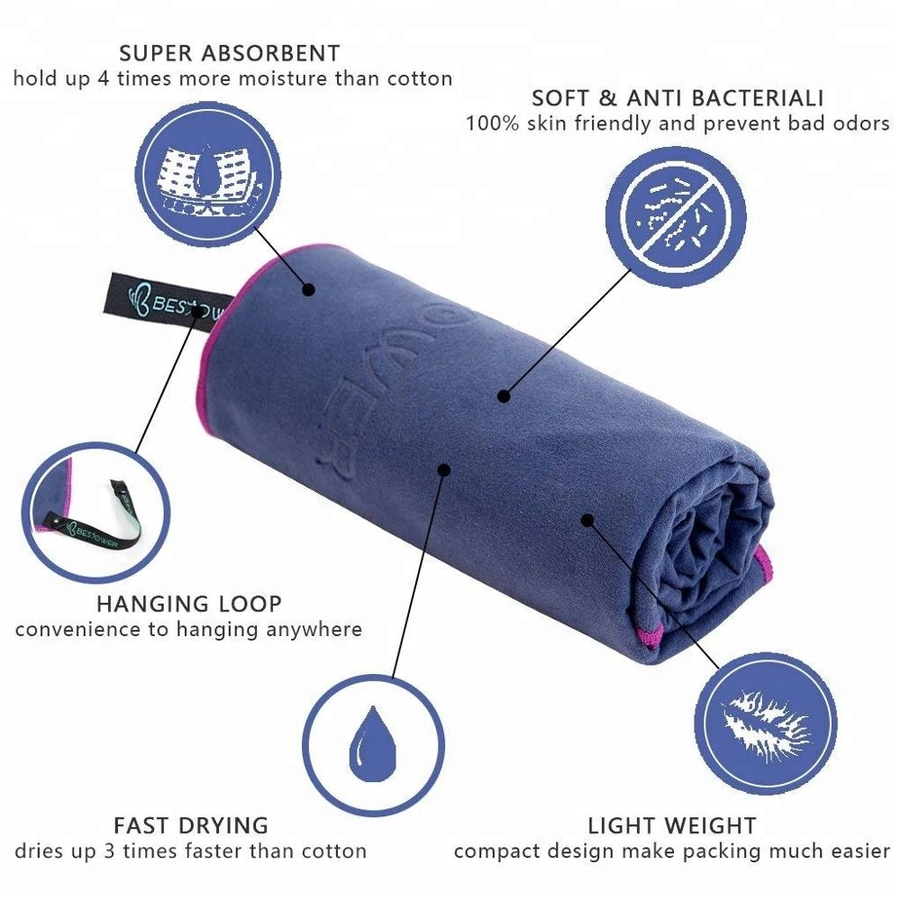 Hot Sale Non Slip Microfiber Ant Fleece Travel Sports Towel with a Cheap Price by 80% Polyester + 20% Polyamide