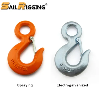 Hardware mayorista Riggingcargo elevación de la cadena de acero de aleación de rigging ojo estampadas gancho deslizante con pestillo de seguridad