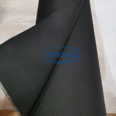 Dos caras de fibra de vidrio recubierto de silicona negro de tela de fibra de vidrio