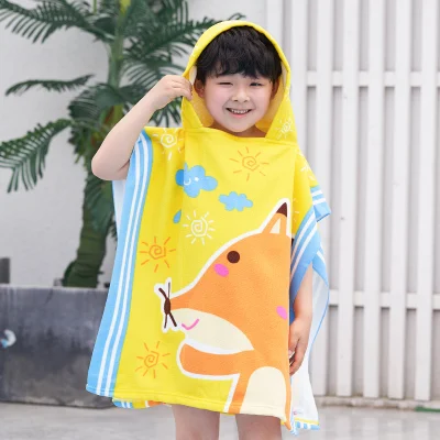 Promoción de valores de la moda de limpieza de microfibra 100% poliéster Poncho con Capucha y la impresión de bebé Don Terry toalla mantas y toallas de playa mantas para niños