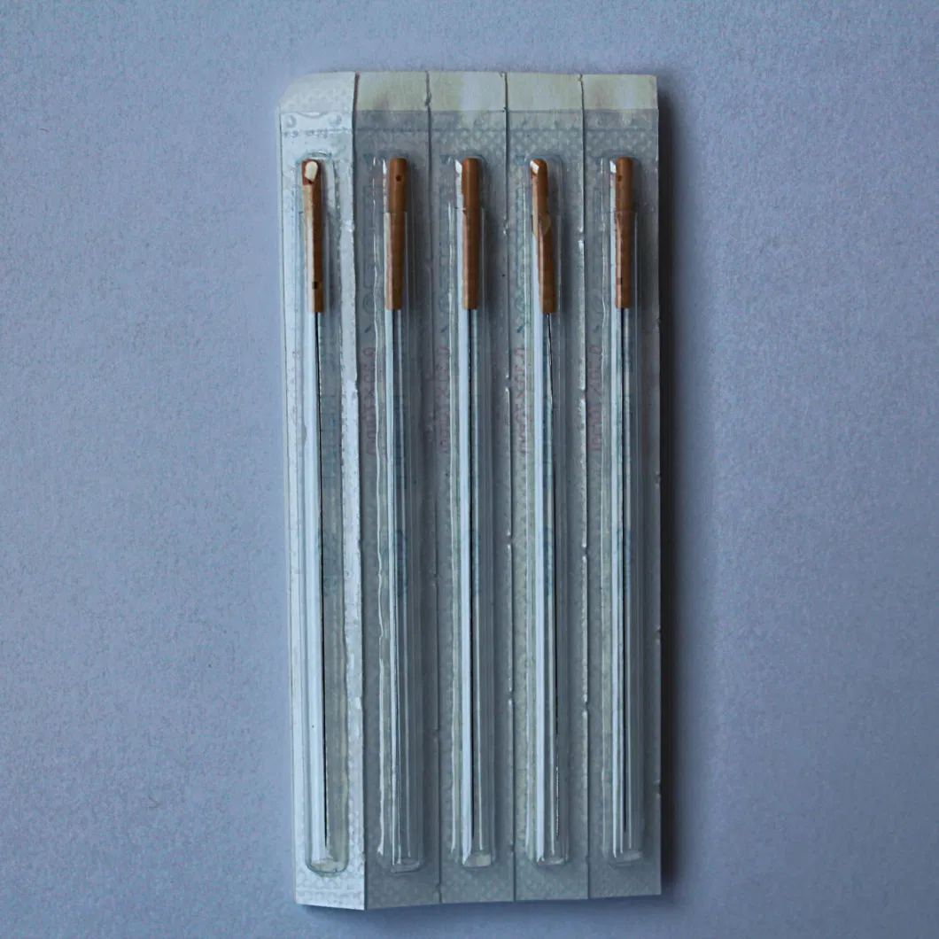 Acupuncture Needles with Brown Plastic Handle with Guide Tube