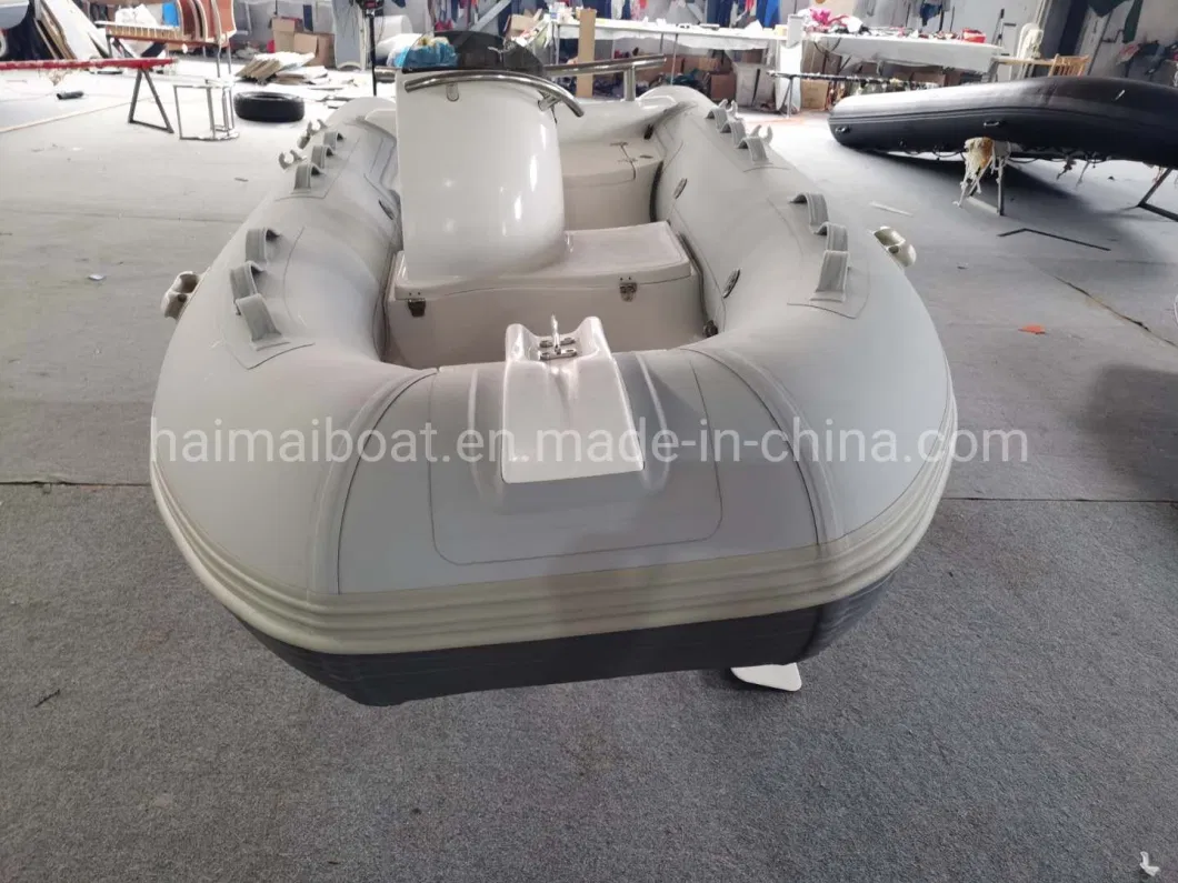 China Hot Selling Product 10.8FT 3.3m Fiberglass Rigid Hull with Orca Hypalon Heytex PVC Inflatable Speed Boat