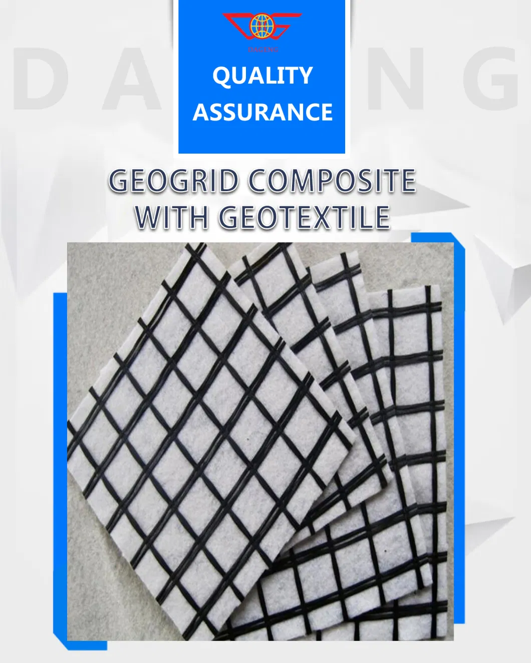 High Quality Fiberglass Geogrid Composite Stitched with Nonwoven Geotextile Good Sell