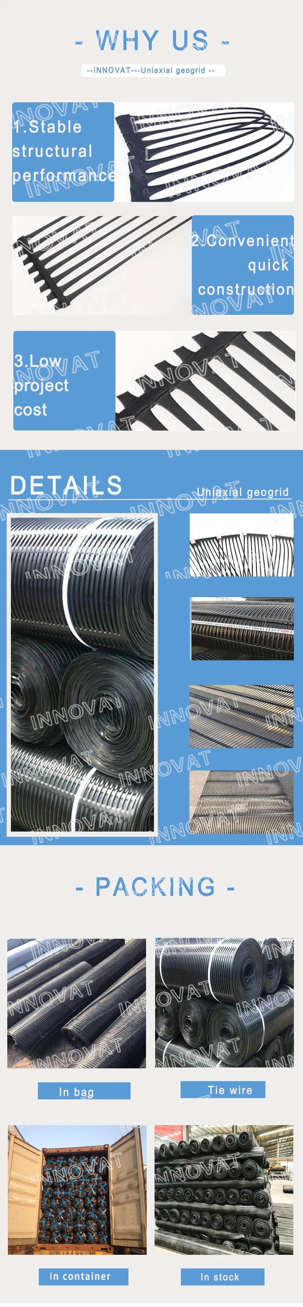 Plastic Mesh Geogrid Uniaxial Geogrid Description Building Material