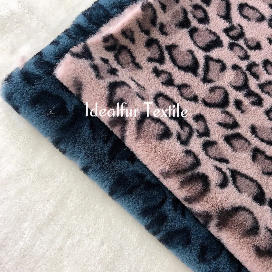 New Leopard Printed Imitation Fake Rabbit Fur Fabric