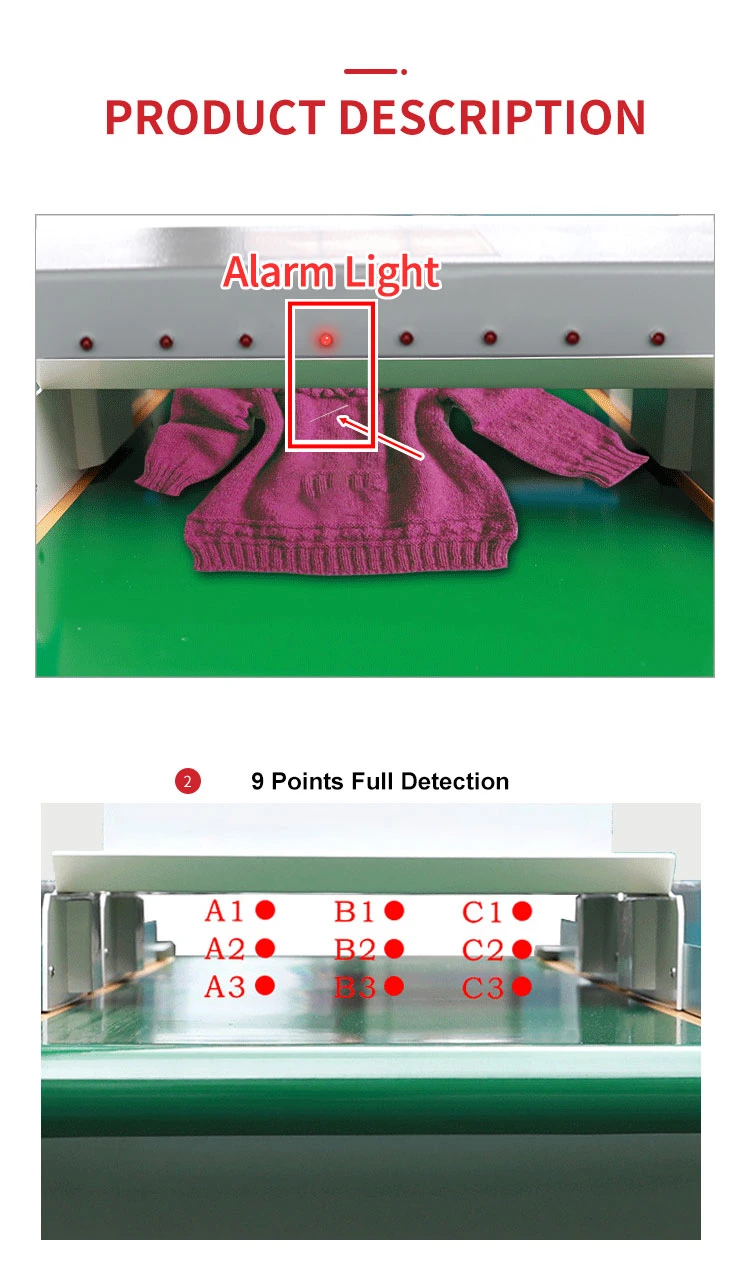 Custom Conveyor Belt Garment Fabric Needle Metal Detector for Industrial Production Line