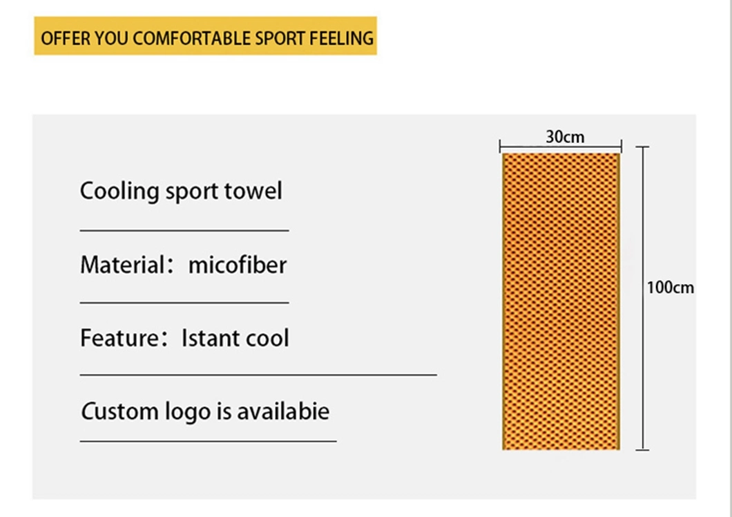 Sport Cooling Towel of Microfiber Custom Gym Towel Instant Cold Golf Towel Hot Sale Ice Microfiber Yoga Towel Packing and Logo Custom Microfiber Sport Towel