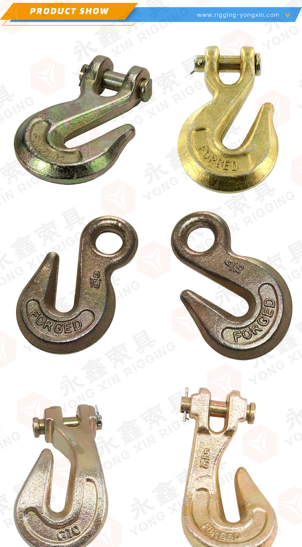 A323 Type Drop Forged Carbon Steel Eye Grab Hook for Chain Fittings