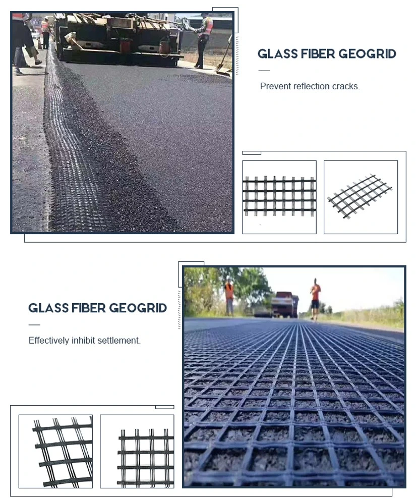 Earthwork Products Biaxial Glass Fiber Fiberglass 30kn/M Geogrid for Road Bed Railway